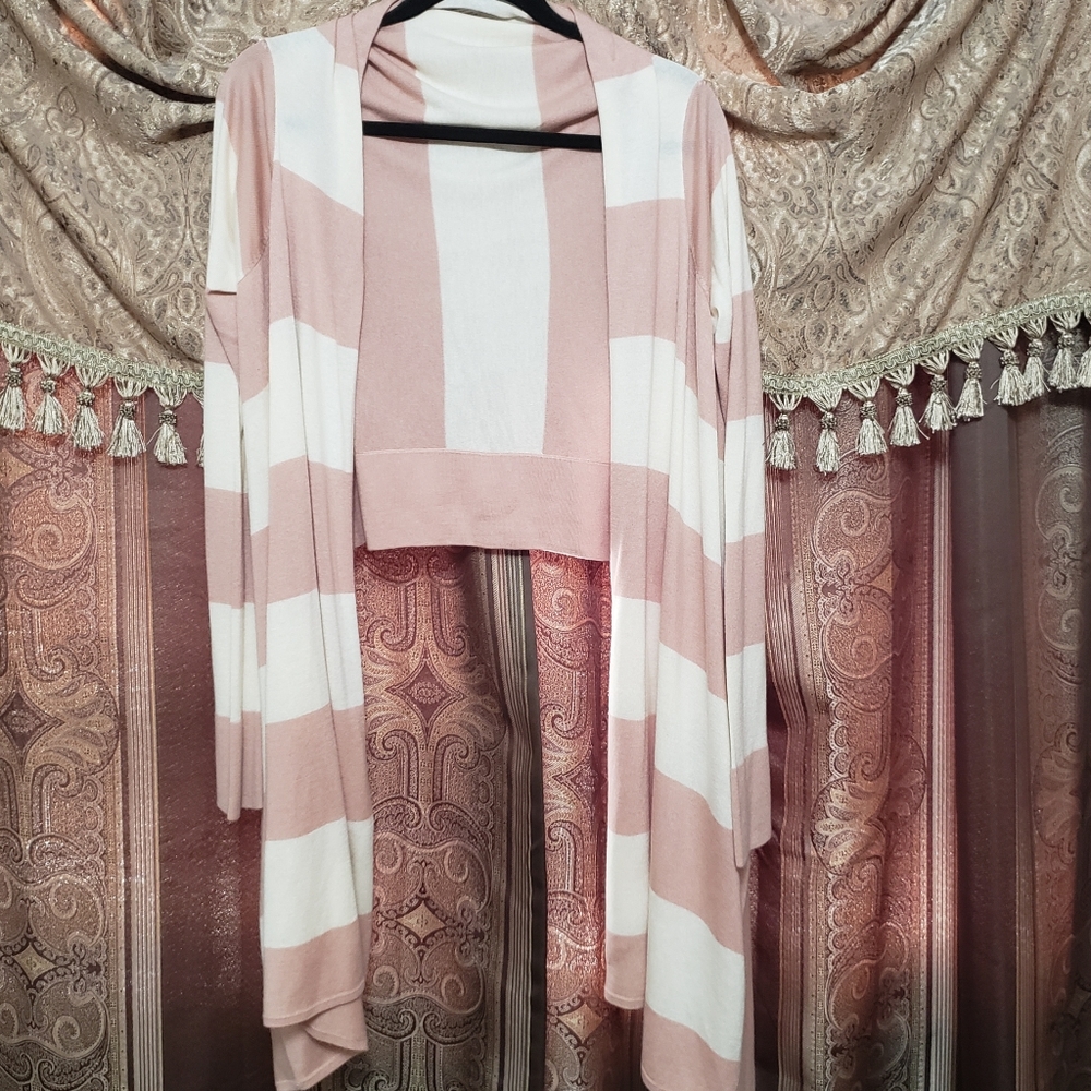 🆕️🍁BCBGMaxazria Stripe Silk Blend Cardigan